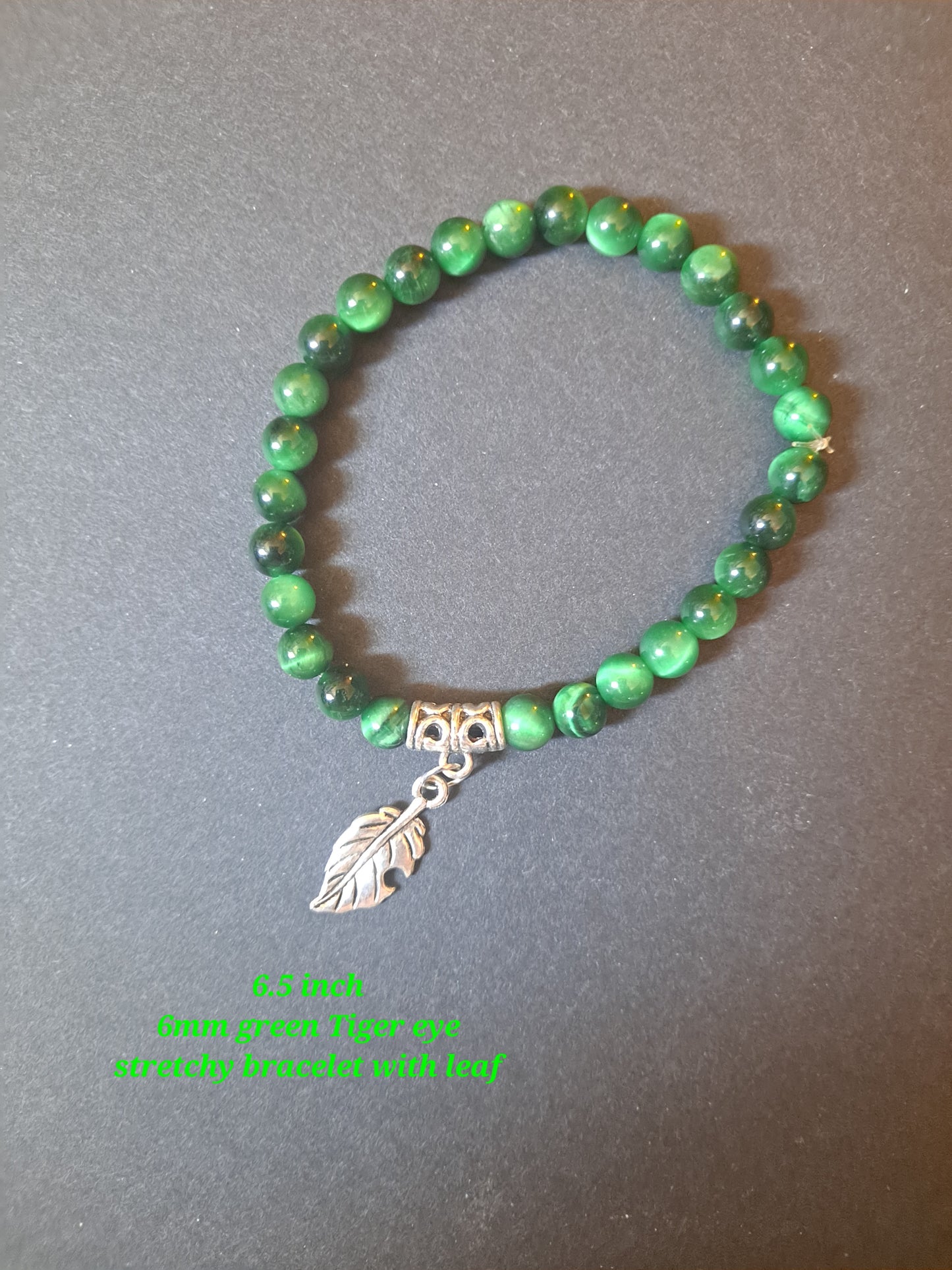 Green Tiger Eye with Leaf Bracelet
