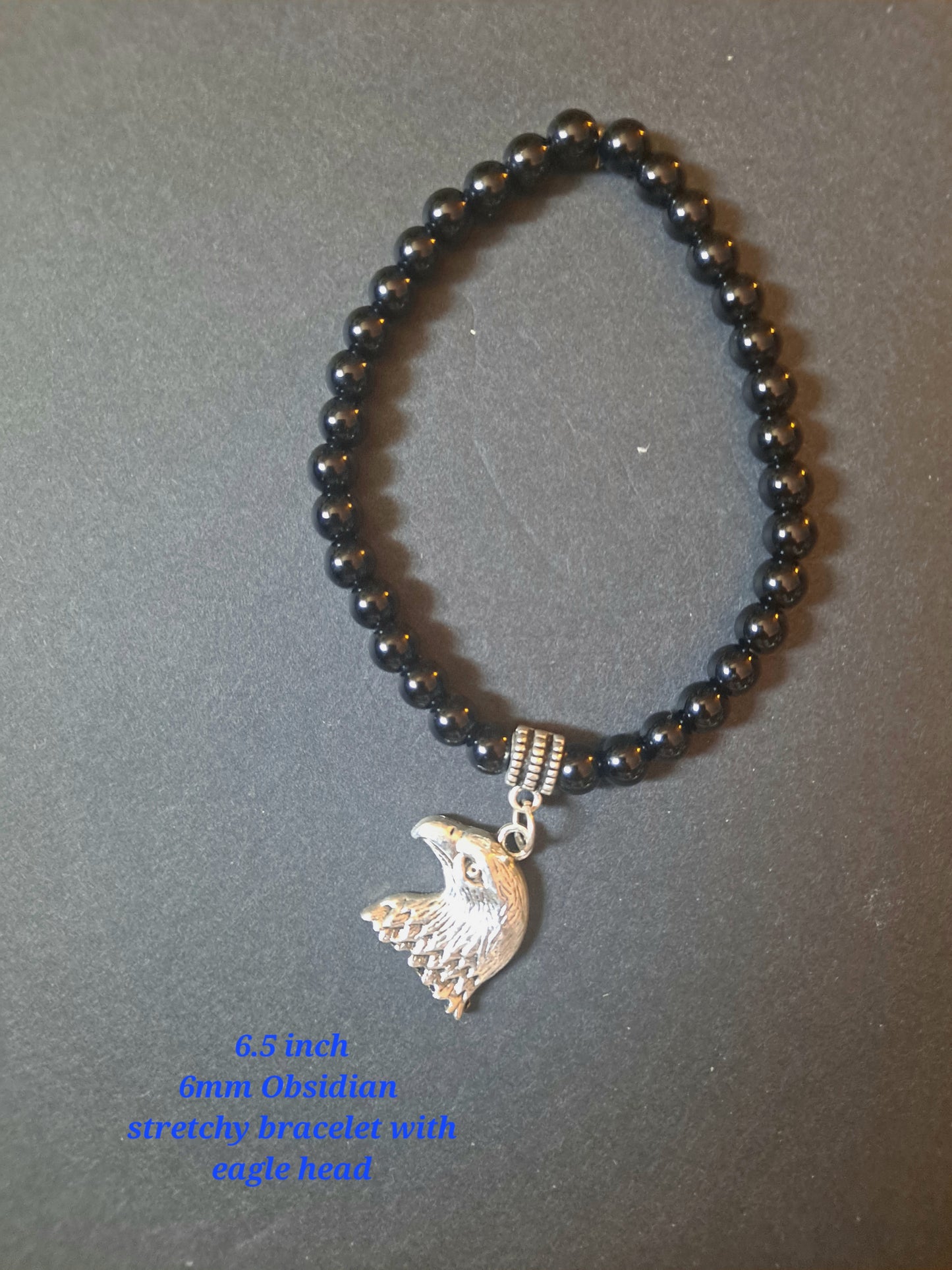 Obsidian With Eagle Head Bracelet