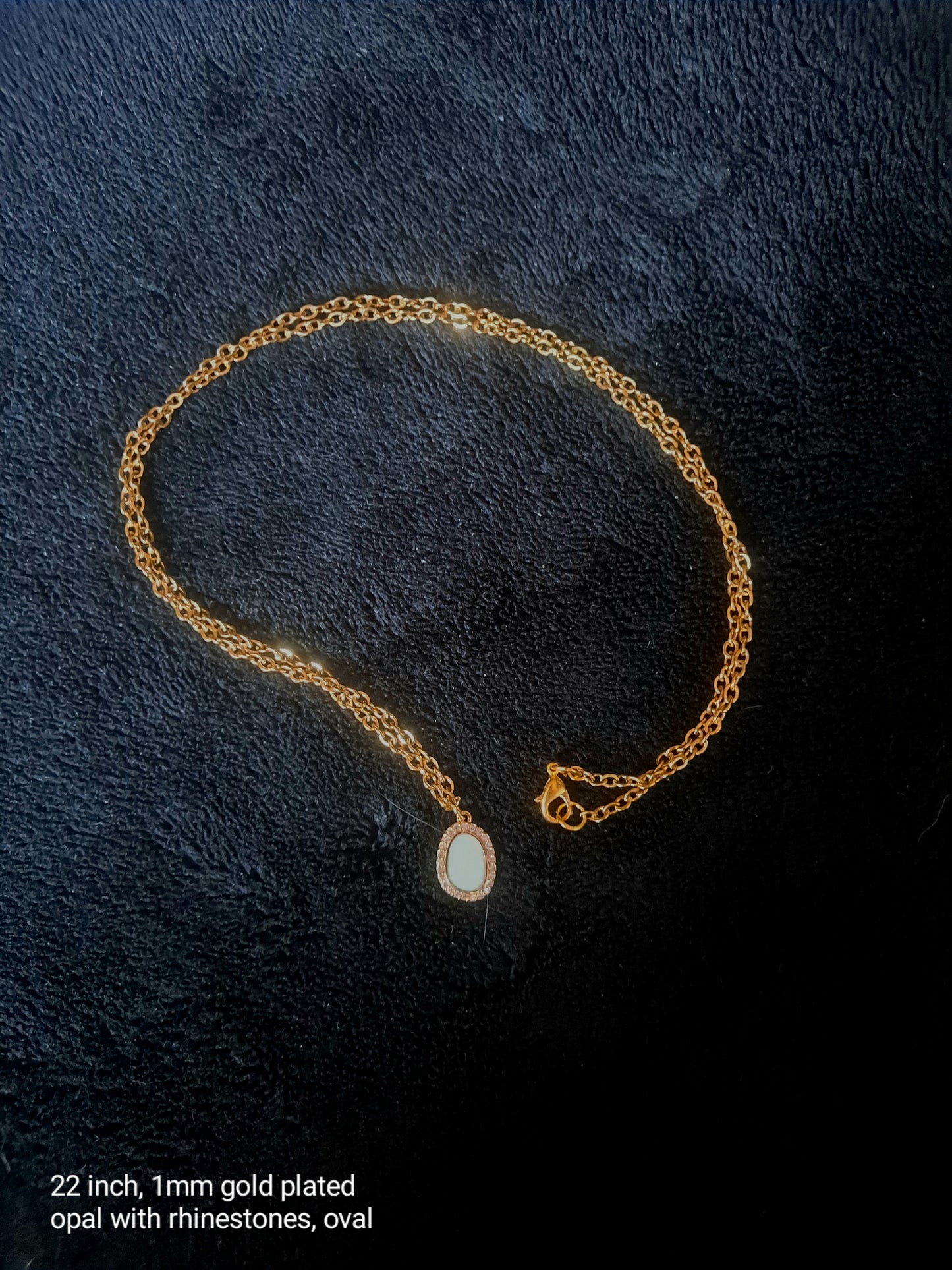 Opal Rhinestone Gold Necklace