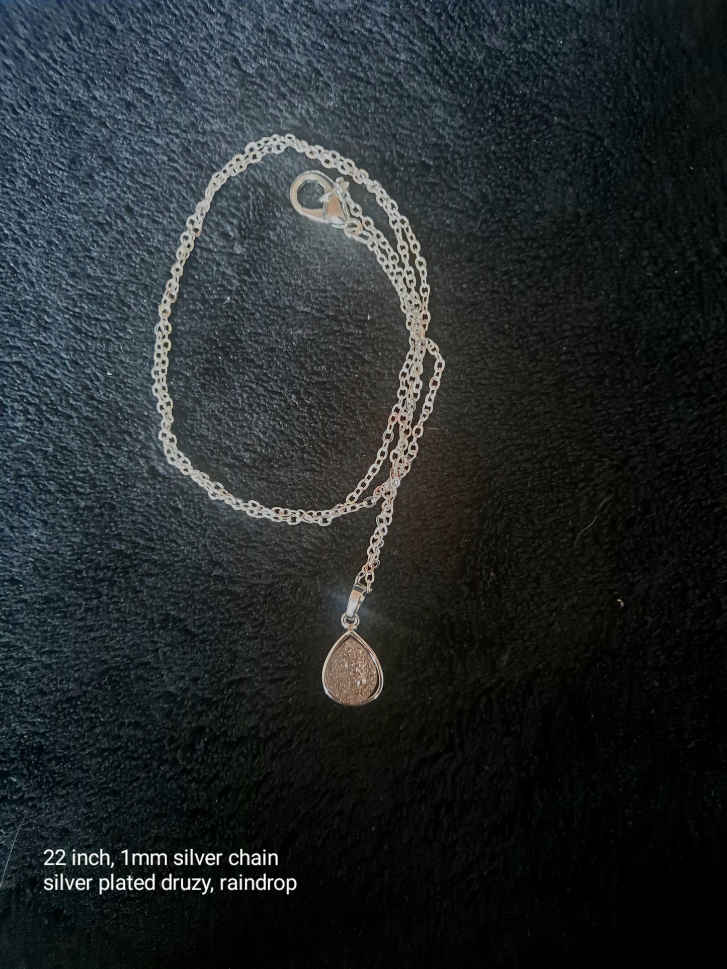 Silver Druzy Waterdrop Pendant