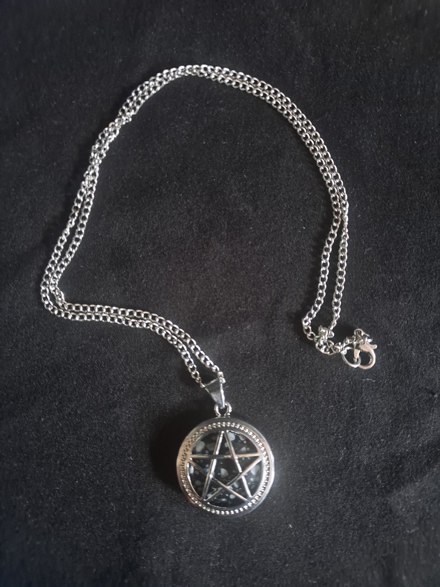 Snowflake Obsidian Pentagram Charm