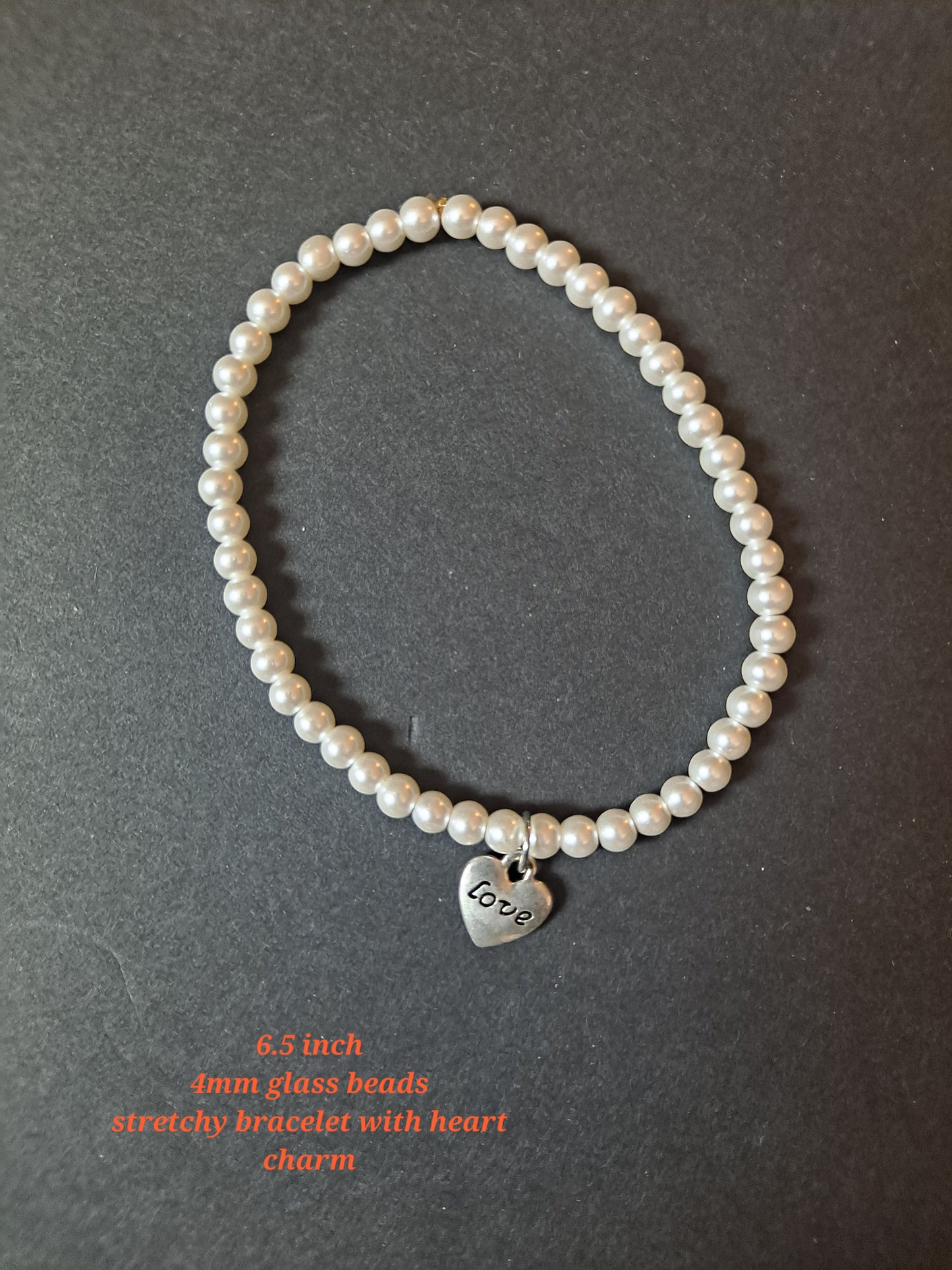 Glass Bead with Heart Bracelet