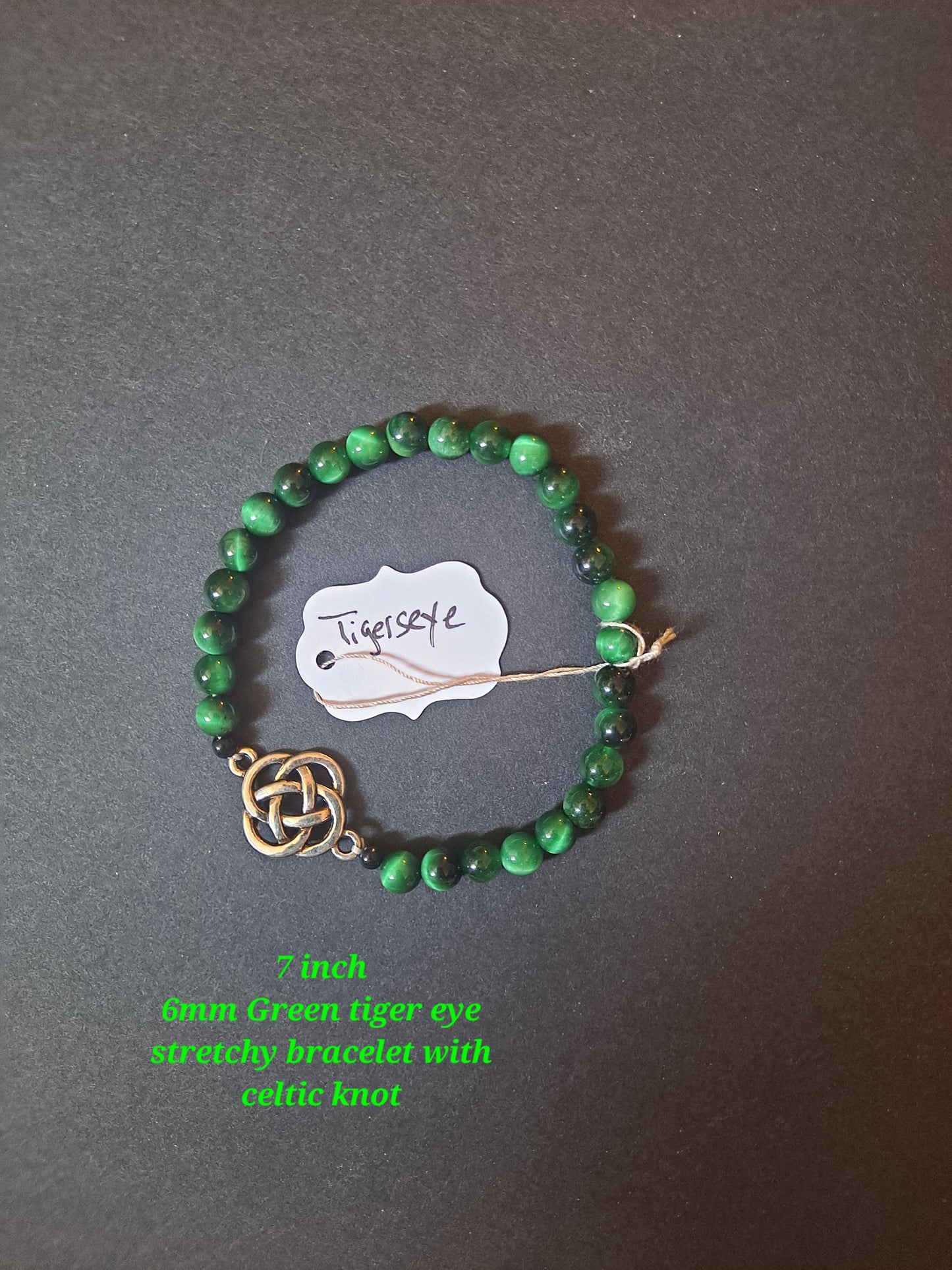 Celtic Knotwork Green Tiger Eye Bracelet