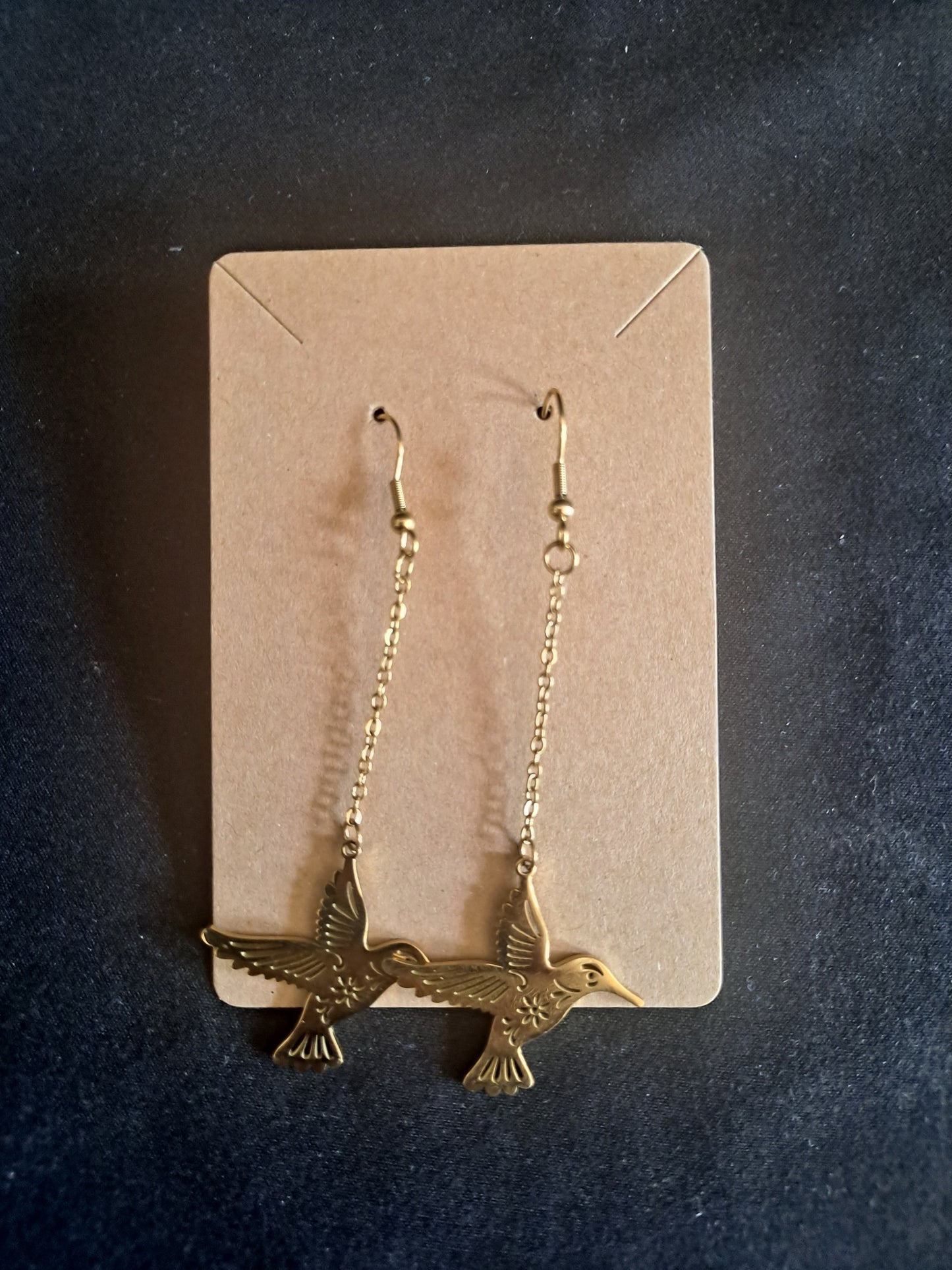 Gold Plated Hummingbird Dangle Earrings