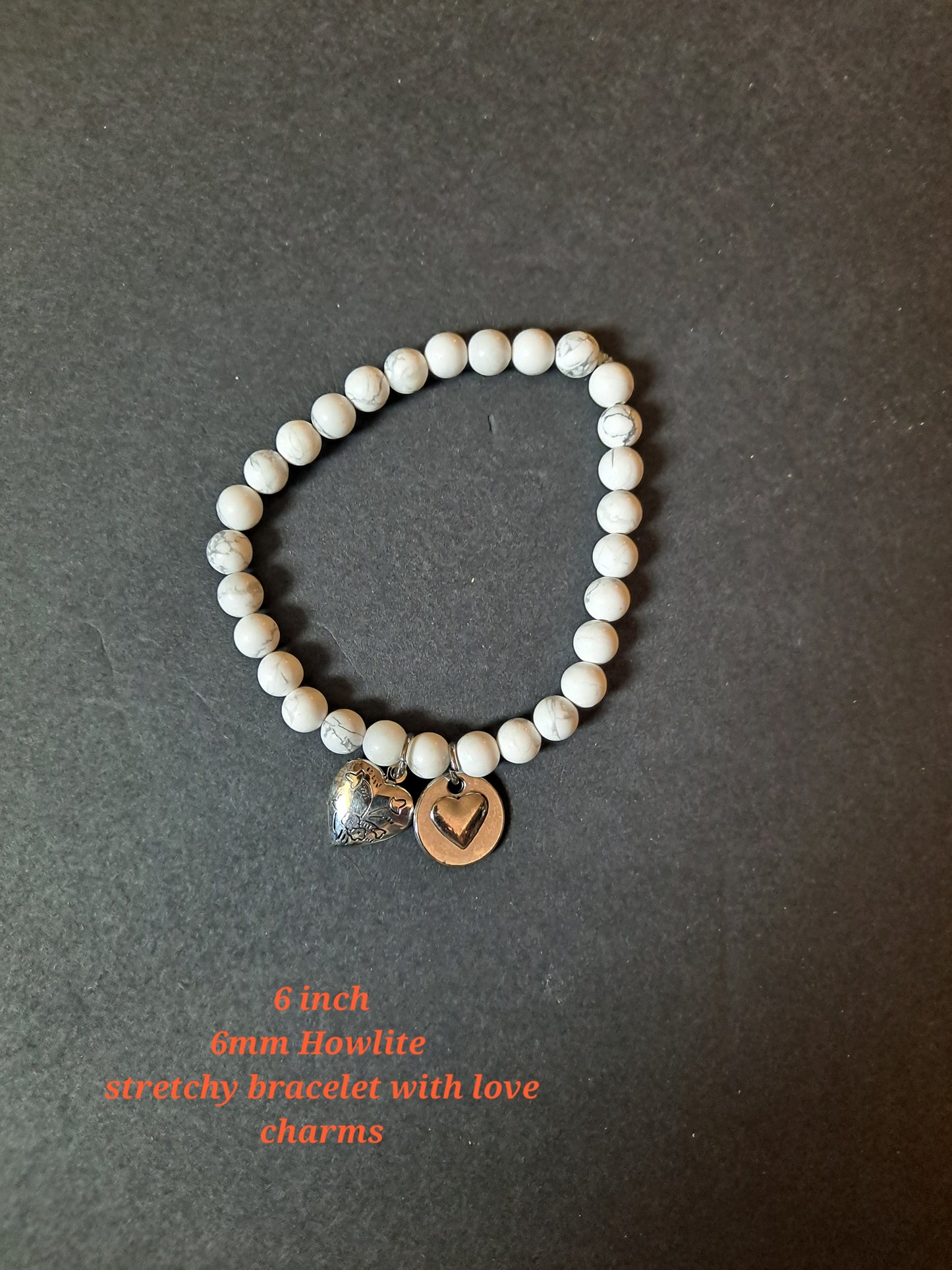 Howlite Stretchy Bracelet with Love Charms