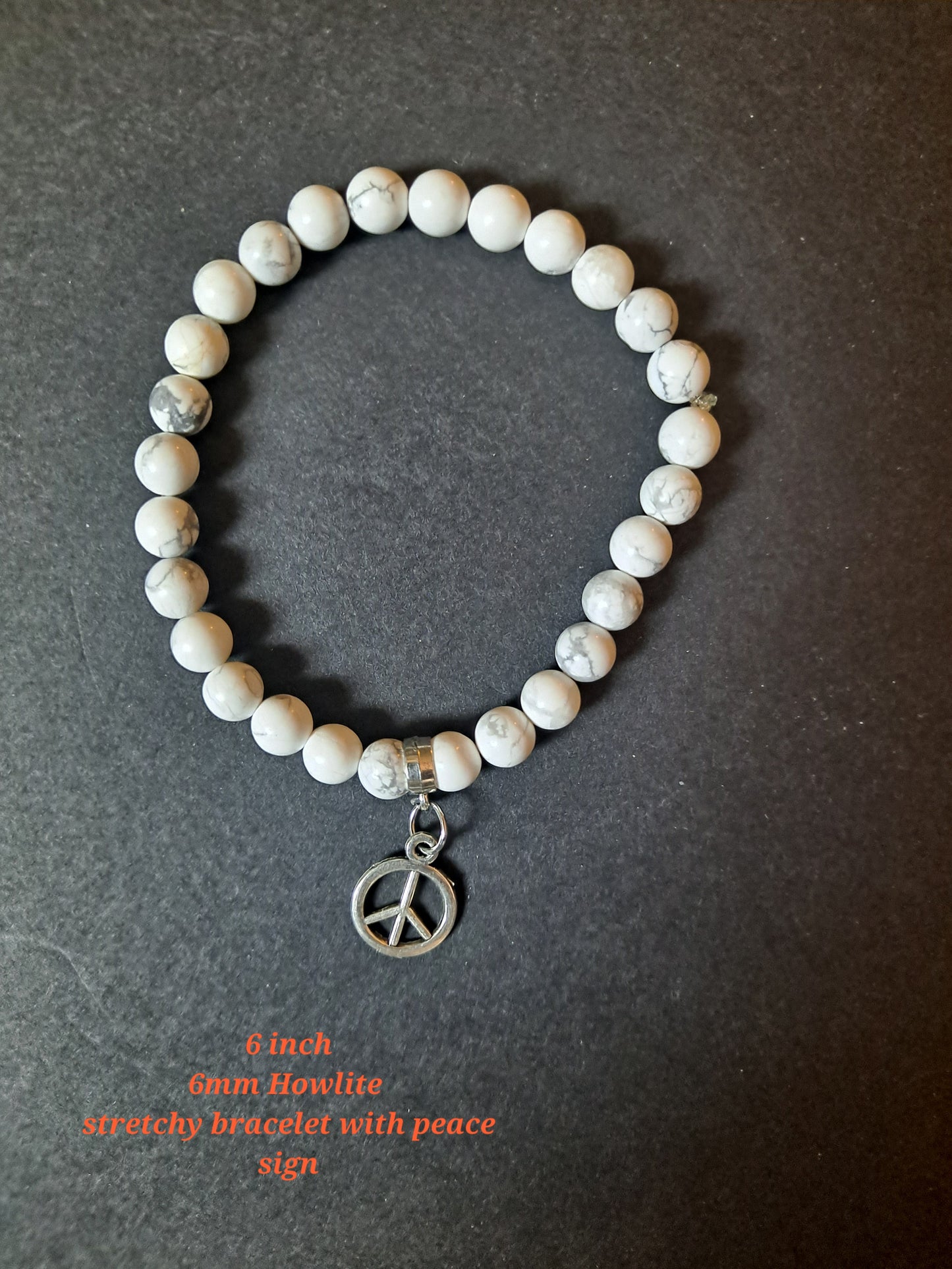 Howlite with Peace Sign Bracelet