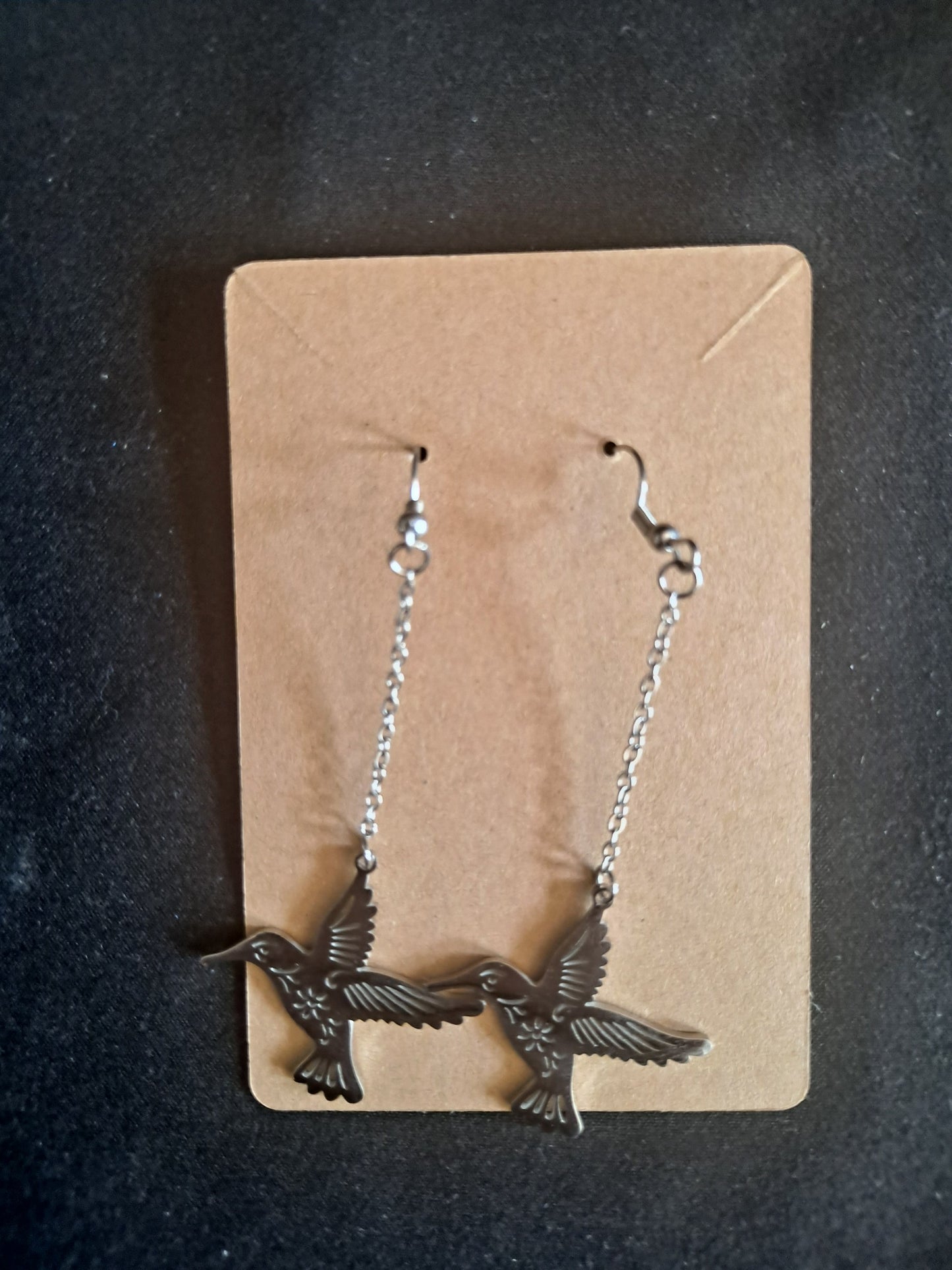 Silver Hummingbird Dangle Earrings