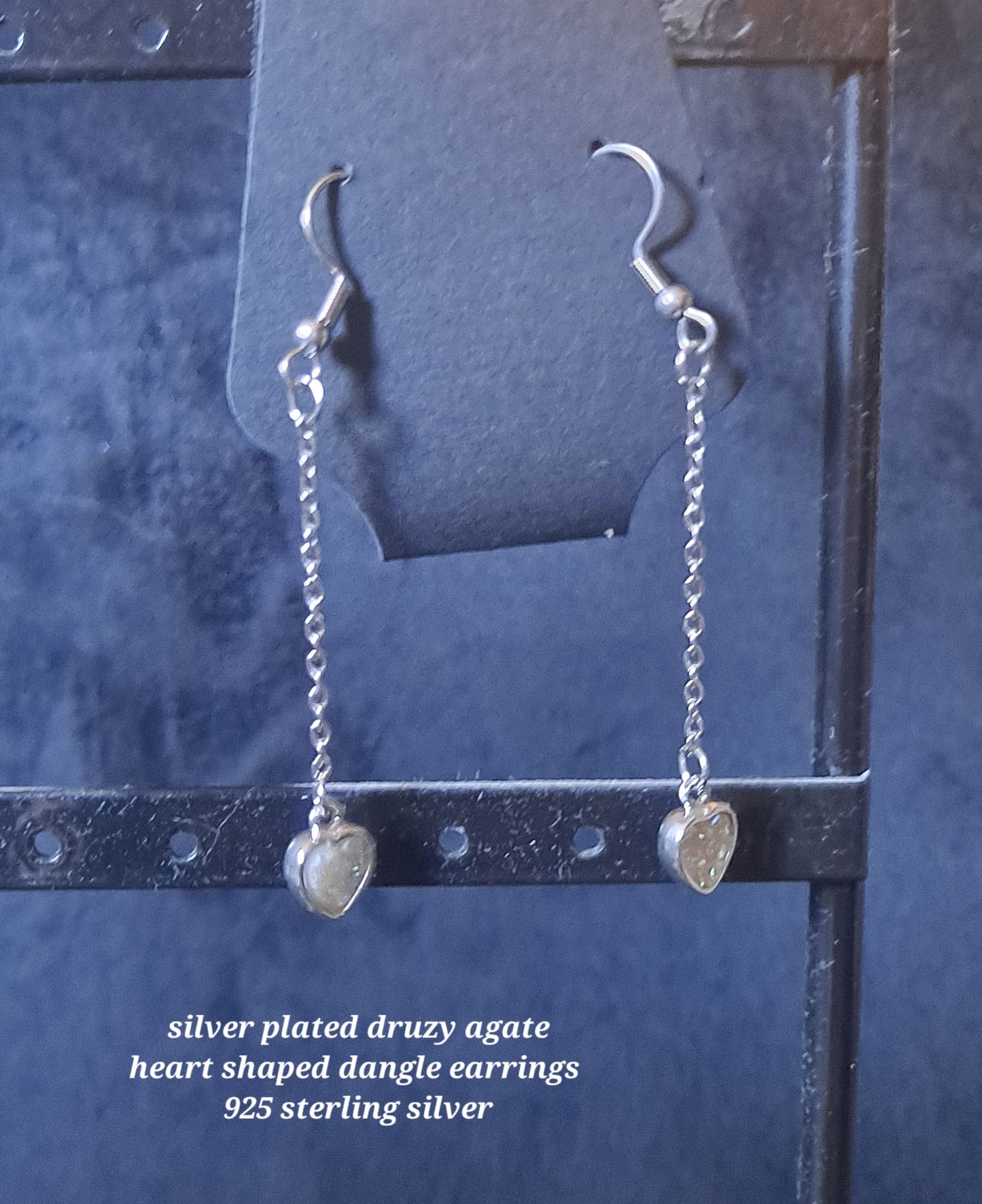 Druzy Agate Heart Earrings