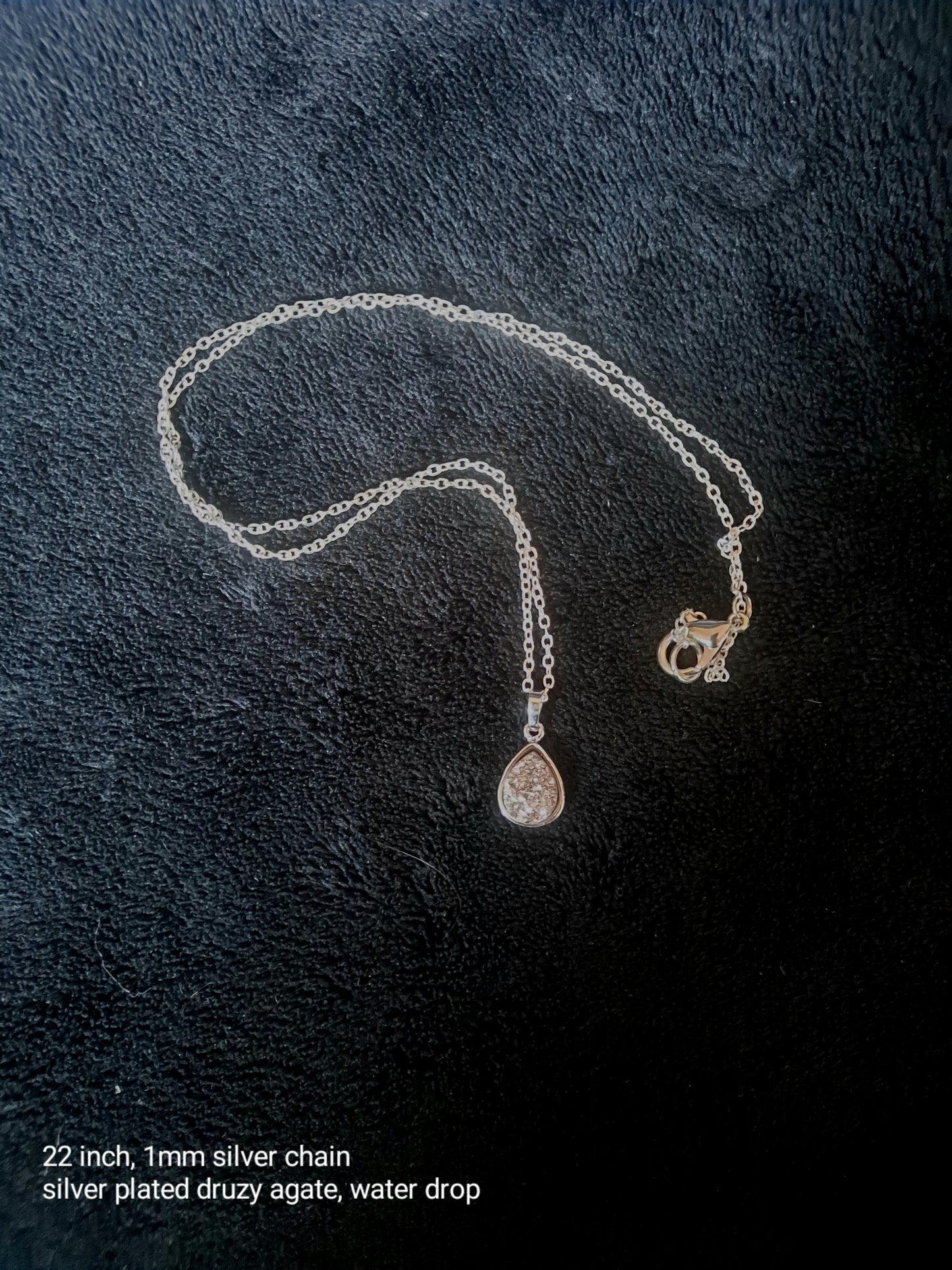 Silver Druzy Waterdrop