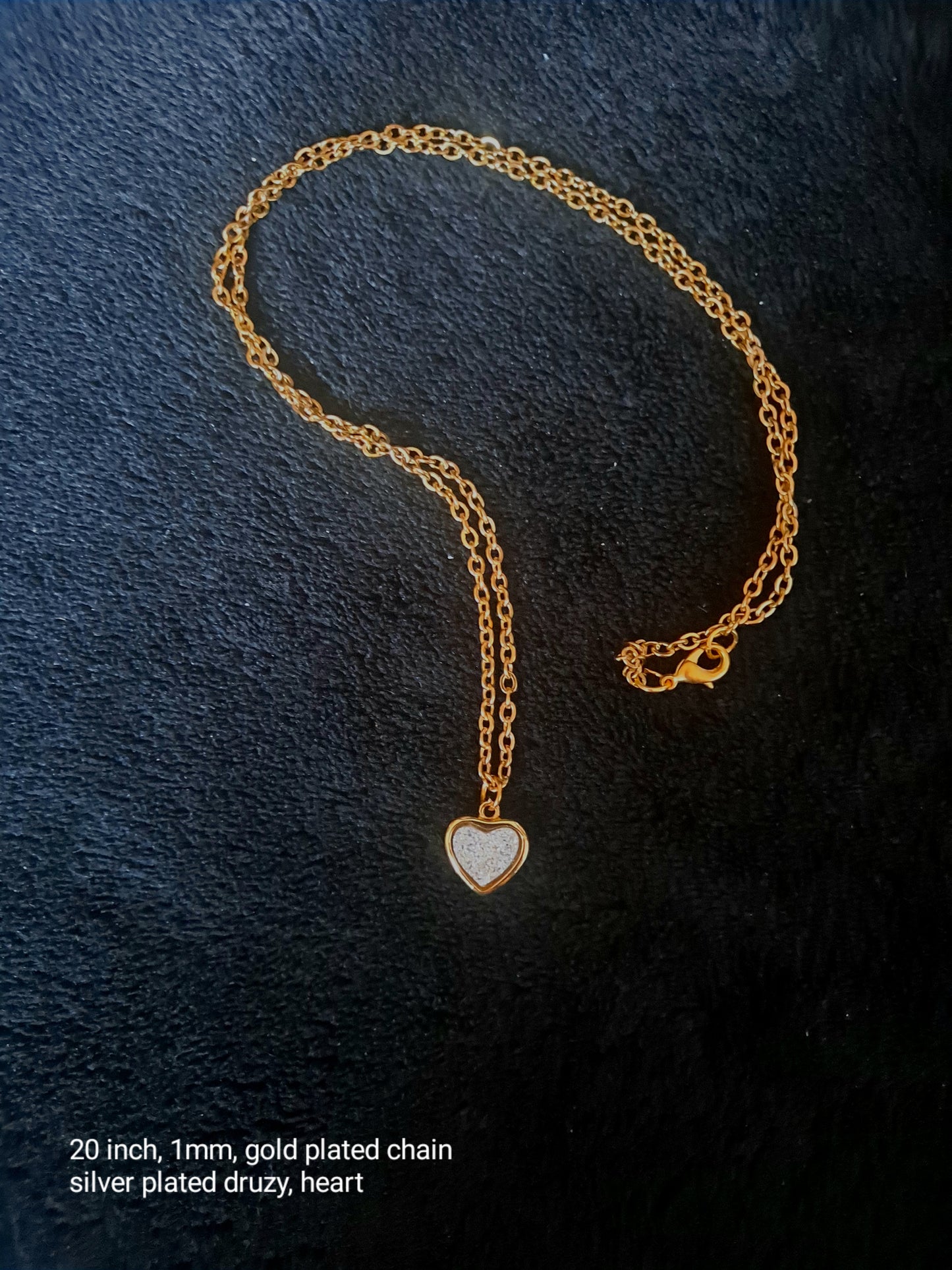 Silver Plated Druzy Heart